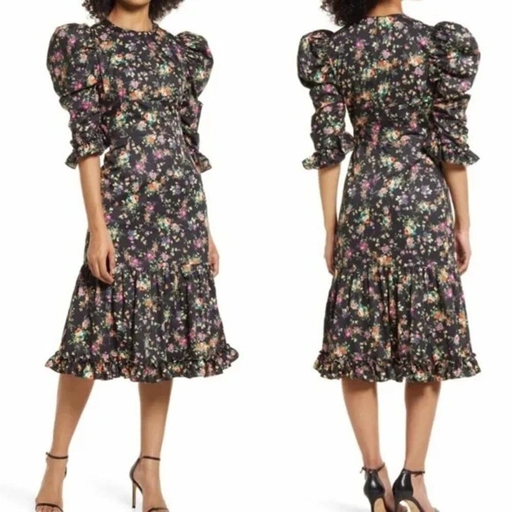 Nwt Black Halo Nadir Floral Cotton ALine Dress Size 8 Garden Glow 1f455